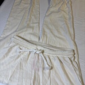 Edikted Womens Pants Cream Size XL  Wide Leg Jogger Pull On 100% Cotton